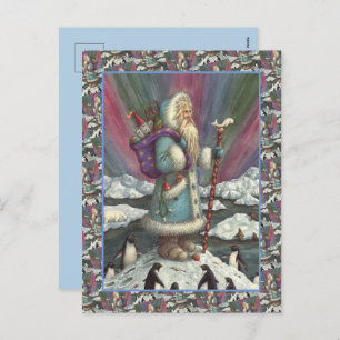 BLAUWE BELSNICKLE, NOORDELIJKE LICHTEN EN PENGUINE FEESTDAGENKAART