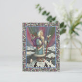 BLAUWE BELSNICKLE, NOORDELIJKE LICHTEN EN PENGUINE FEESTDAGENKAART (Staand voorkant)