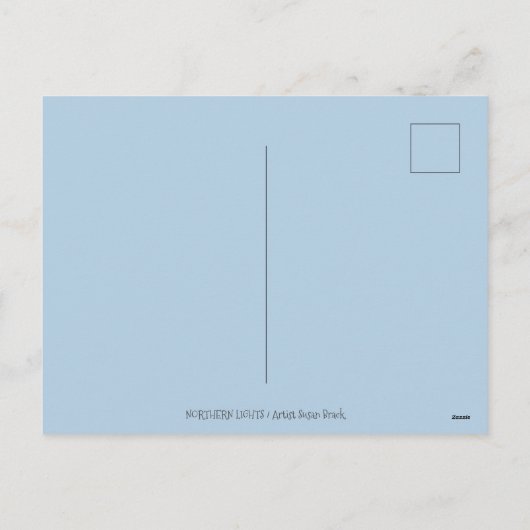 BLAUWE BELSNICKLE, NOORDELIJKE LICHTEN EN PENGUINE FEESTDAGENKAART (Achterkant)