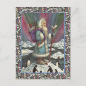 BLAUWE BELSNICKLE, NOORDELIJKE LICHTEN EN PENGUINE FEESTDAGENKAART (Voorkant)