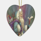 BLAUWE BELSNICKLE, NOORDELIJKE LICHTEN EN PENGUINE KERAMISCH ORNAMENT (Links)