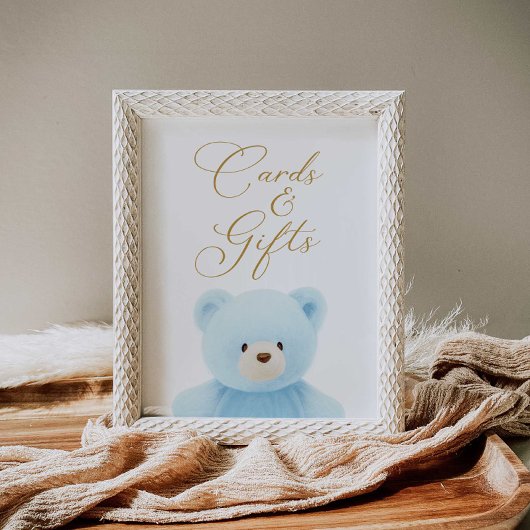 Blauwe Beren Baby showers Kaarten en geschenken Poster