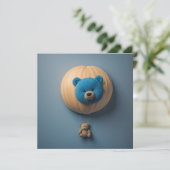 Blauwe Beren ballon Kaart (Staand voorkant)