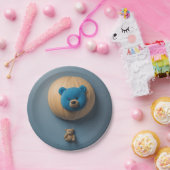 Blauwe beren ballon papieren bordje (Feest)