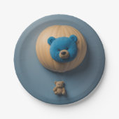 Blauwe beren ballon papieren bordje (Voorkant)