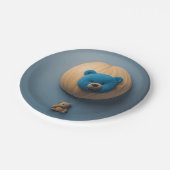 Blauwe beren ballon papieren bordje (Gekanteld)