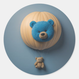 Blauwe beren ballon ronde sticker