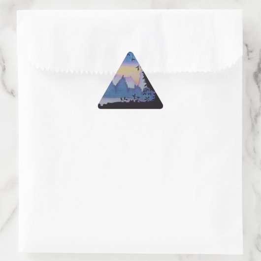 Blauwe berg abstracte zonsondergang landschapskuns sticker (Tas)