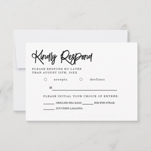 Blauwe Berg Bruiloftsmaaltijd Keuze RSVP Kaartje (Voorkant)