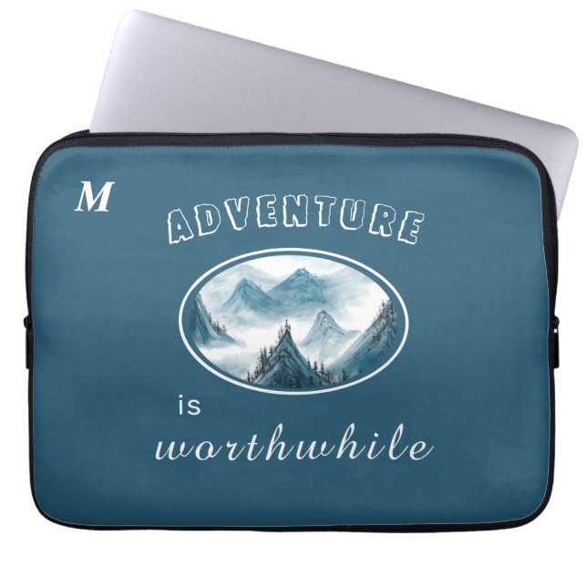 Blauwe berg Kleine Afbeelding Monogram Inspire Cit Laptop Sleeve (Voorkant)