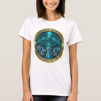 Blauwe Berg Quantum Brouwsel Futuristische Koffie T-shirt