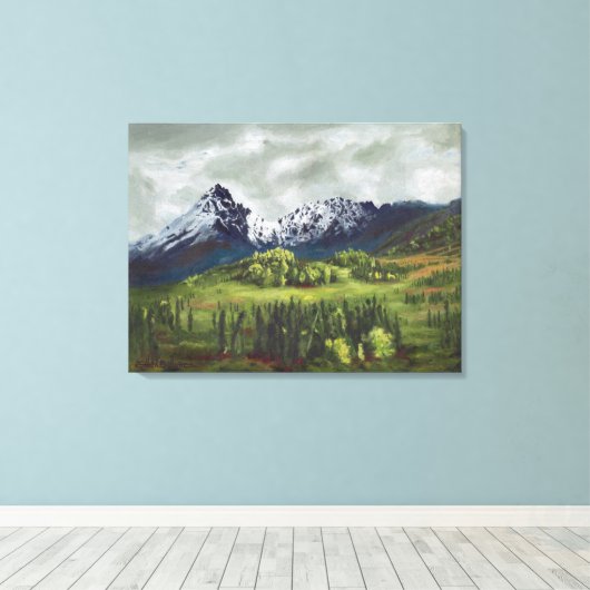 Blauwe Berg van het Verre Noorden: Canvas Standaar (Insitu (Houten vloer))