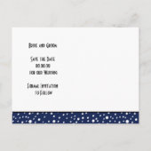 Blauwe berg winter bruiloft Save the Date Aankondigingskaart (Achterkant)