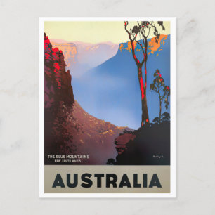 Blauwe bergen Australië vintage-reis Briefkaart