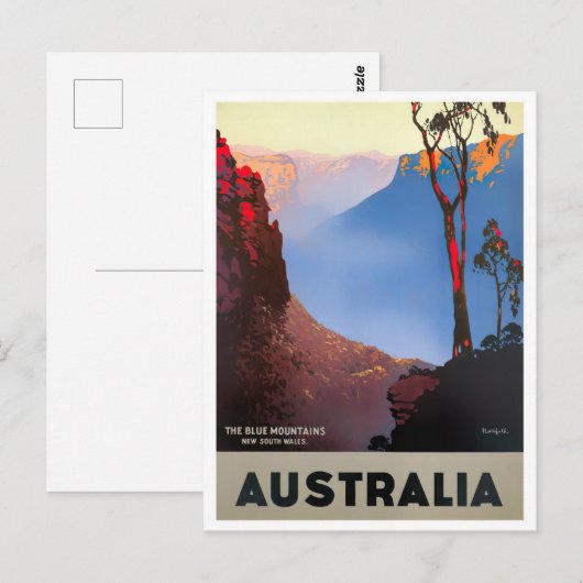 Blauwe bergen Australië vintage-reis Briefkaart (Voorkant / Achterkant)