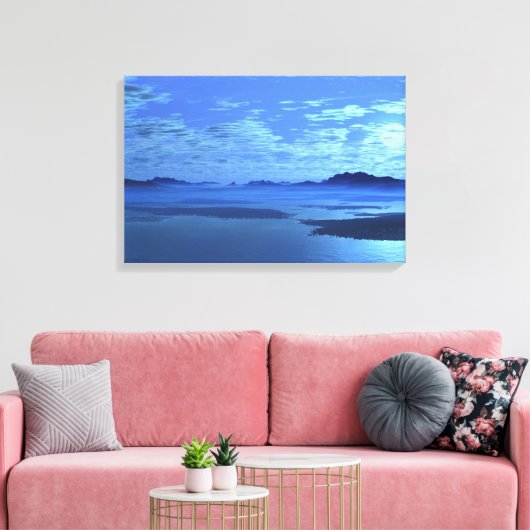 Blauwe bergen Blauwe Kunstschilderschroot Canvas Afdruk (Insitu (Woonkamer))