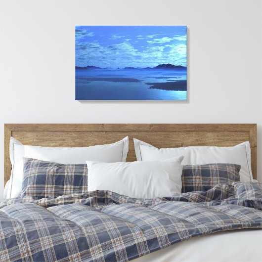 Blauwe bergen Blauwe Kunstschilderschroot Canvas Afdruk (Insitu (Slaapkamer))