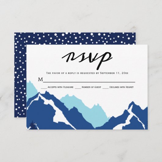 Blauwe bergen bruiloft RSVP-reactiekaart RSVP Kaartje (Voorkant / Achterkant)