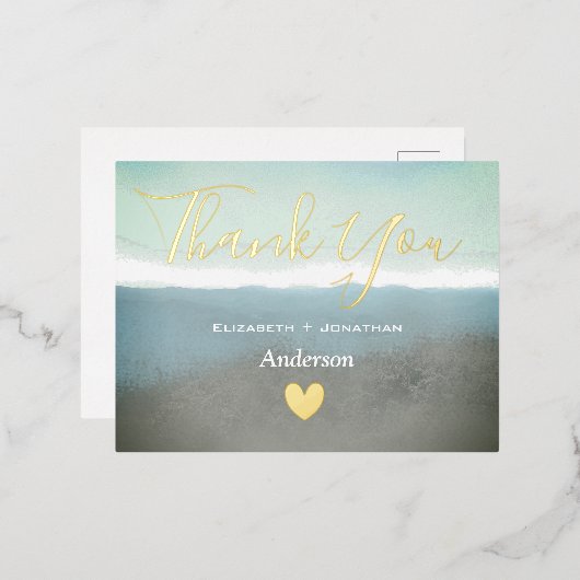 Blauwe bergen dank je goud folie uitnodiging briefkaart (Voorkant / Achterkant)