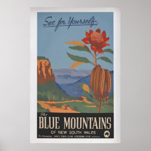 Blauwe Bergen door H. Rousel Vintage Reisposter Poster