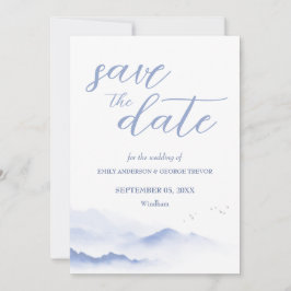 Blauwe bergen en bruiloften redden de datum kaart