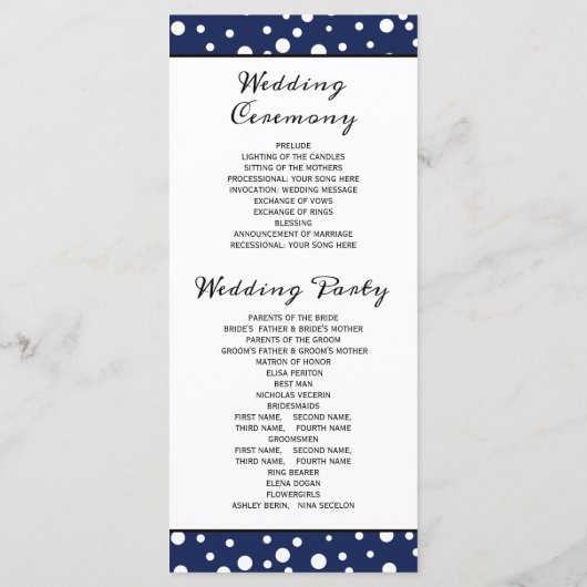 Blauwe bergen en coniferen bomen bruiloft programm programmakaart (Achterkant)