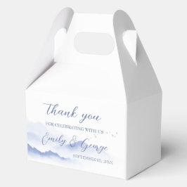 Blauwe bergen en vogels bruiloft bedankdoosjes