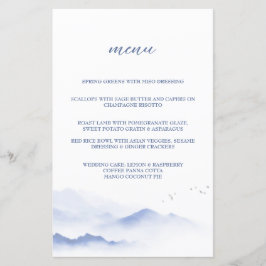 Blauwe bergen en vogels bruiloft menu