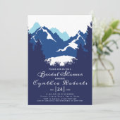 Blauwe bergen en vrijgezellenfeest van naaldbomen kaart (Staand voorkant)