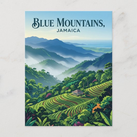 Blauwe Bergen Jamaica Briefkaart (Voorkant)