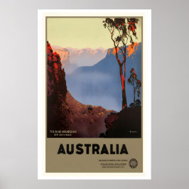 Blauwe Bergen Nieuw Zuid-Wales Australië Vintage Poster