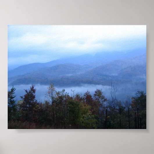 Blauwe bergen poster (Voorkant)