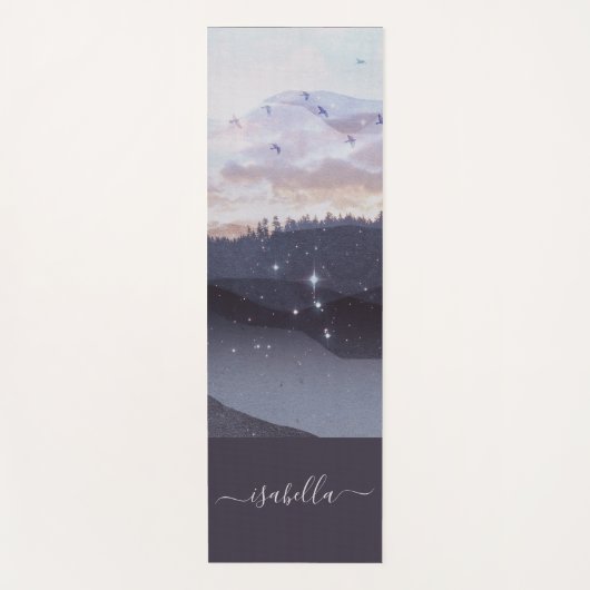 Blauwe bergen staren landschap gepersonaliseerd yogamat (Voorkant)