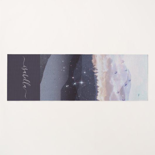 Blauwe bergen staren landschap gepersonaliseerd yogamat (Voorkant (horizontaal))