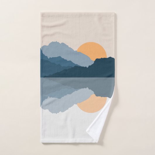 Blauwe bergen weerspiegeld in het meer bad handdoek (Handdoek)