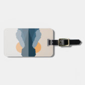 Blauwe bergen weerspiegeld in het meer bagagelabel (Voorkant horizontaal)