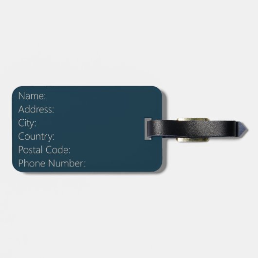 Blauwe bergen weerspiegeld in het meer bagagelabel (Achterkant horizontaal)