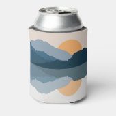 Blauwe bergen weerspiegeld in het meer blikjeskoeler (Blikje Achterkant)