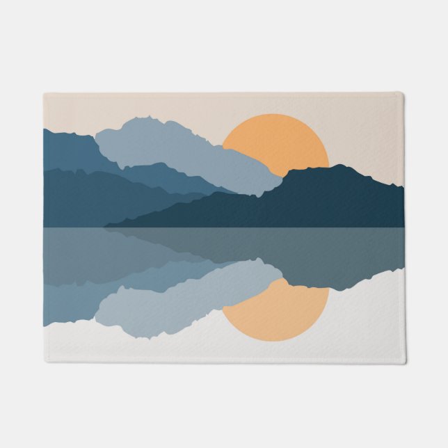 Blauwe bergen weerspiegeld in het meer deurmat (Voorkant)