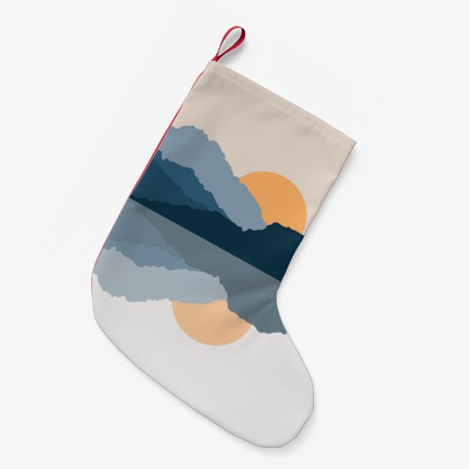 Blauwe bergen weerspiegeld in het meer kleine kerstsok (Voorkant (Hangend))