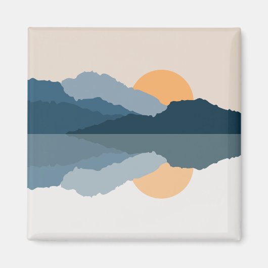 Blauwe bergen weerspiegeld in het meer magneet (Voorkant)