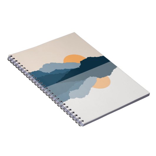 Blauwe bergen weerspiegeld in het meer notitieboek (Rechterzijde)