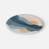 Blauwe bergen weerspiegeld in het meer papieren bordje (Gekanteld)