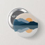 Blauwe bergen weerspiegeld in het meer ronde button 5,7 cm (Voorkant /achterkant)