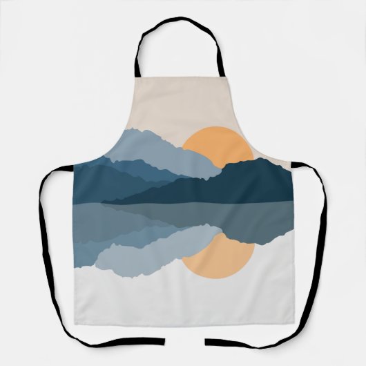 Blauwe bergen weerspiegeld in het meer schort (Voorkant)