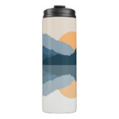 Blauwe bergen weerspiegeld in het meer thermosbeker (Voorkant)