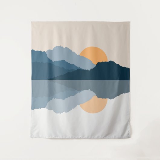 Blauwe bergen weerspiegeld in het meer wandkleed (Voorkant)