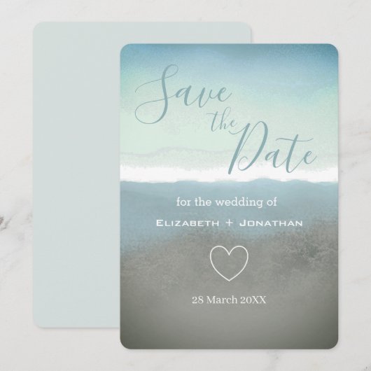 Blauwe bergen, zet de datum vast kaart (Voorkant / Achterkant)