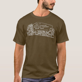 blauwe bergingspijp hoogste hoogte witte tekening t-shirt