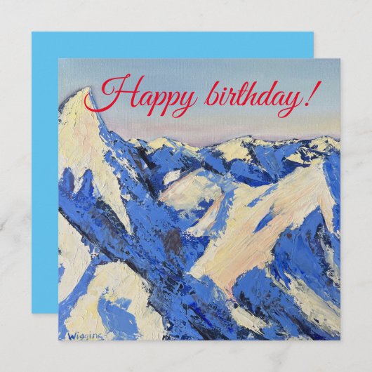 Blauwe bergkaart voor verjaardag (Voorkant / Achterkant)